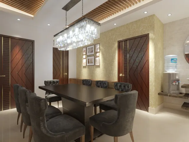 Dining Hall with Chandelier
